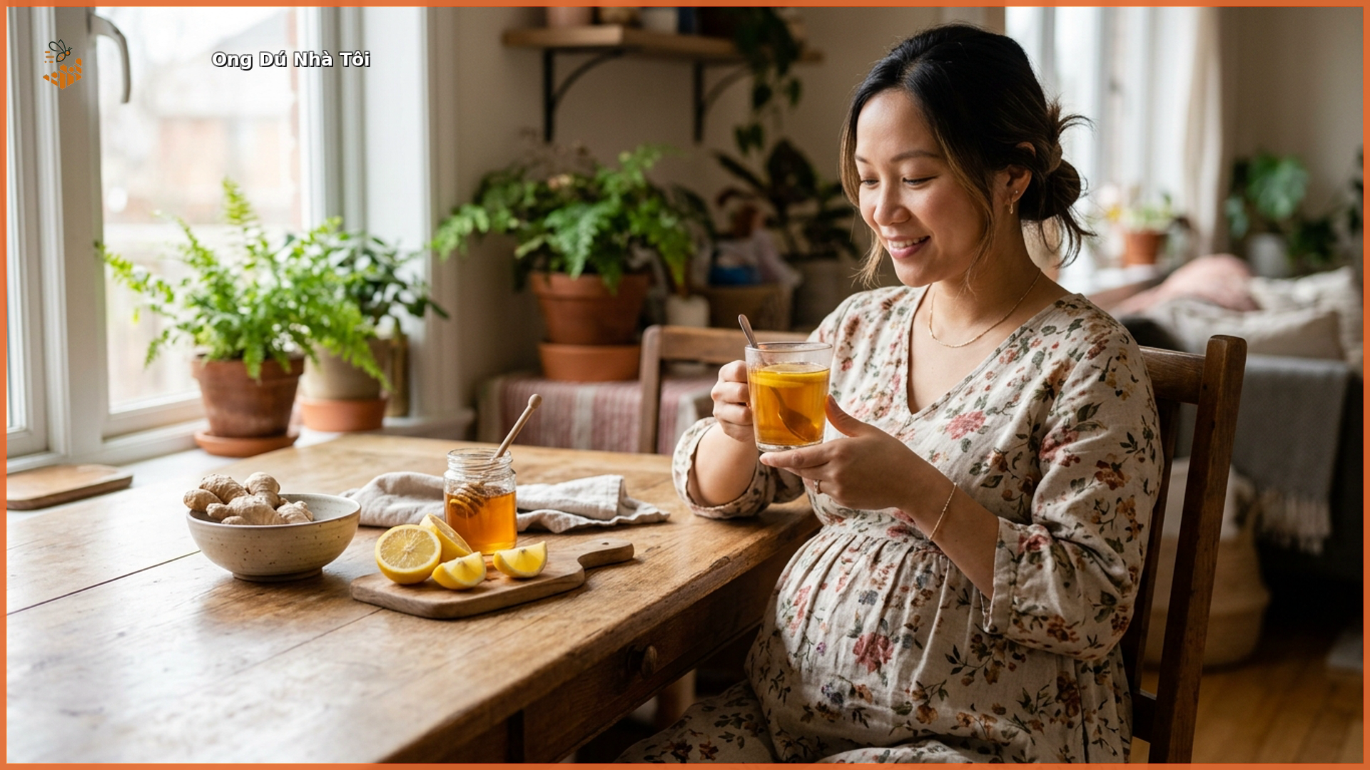 Bà bầu uống mật ong dú pha nước ấm với chanh gừng