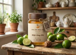 Mật ong dú ngâm chanh đào - hũ mật Ong Dú Nhà Tôi