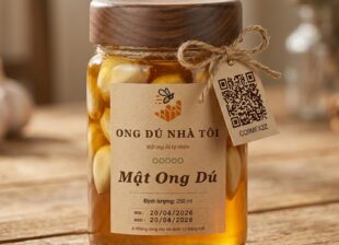Hũ mật ong dú ngâm tỏi nguyên chất Ong Dú Nhà Tôi