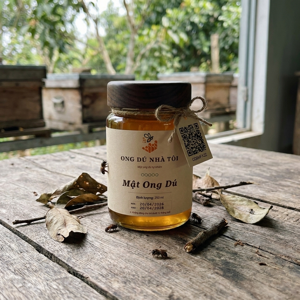Mật ong dú nguyên chất Ong Dú Nhà Tôi đóng hũ thủy tinh