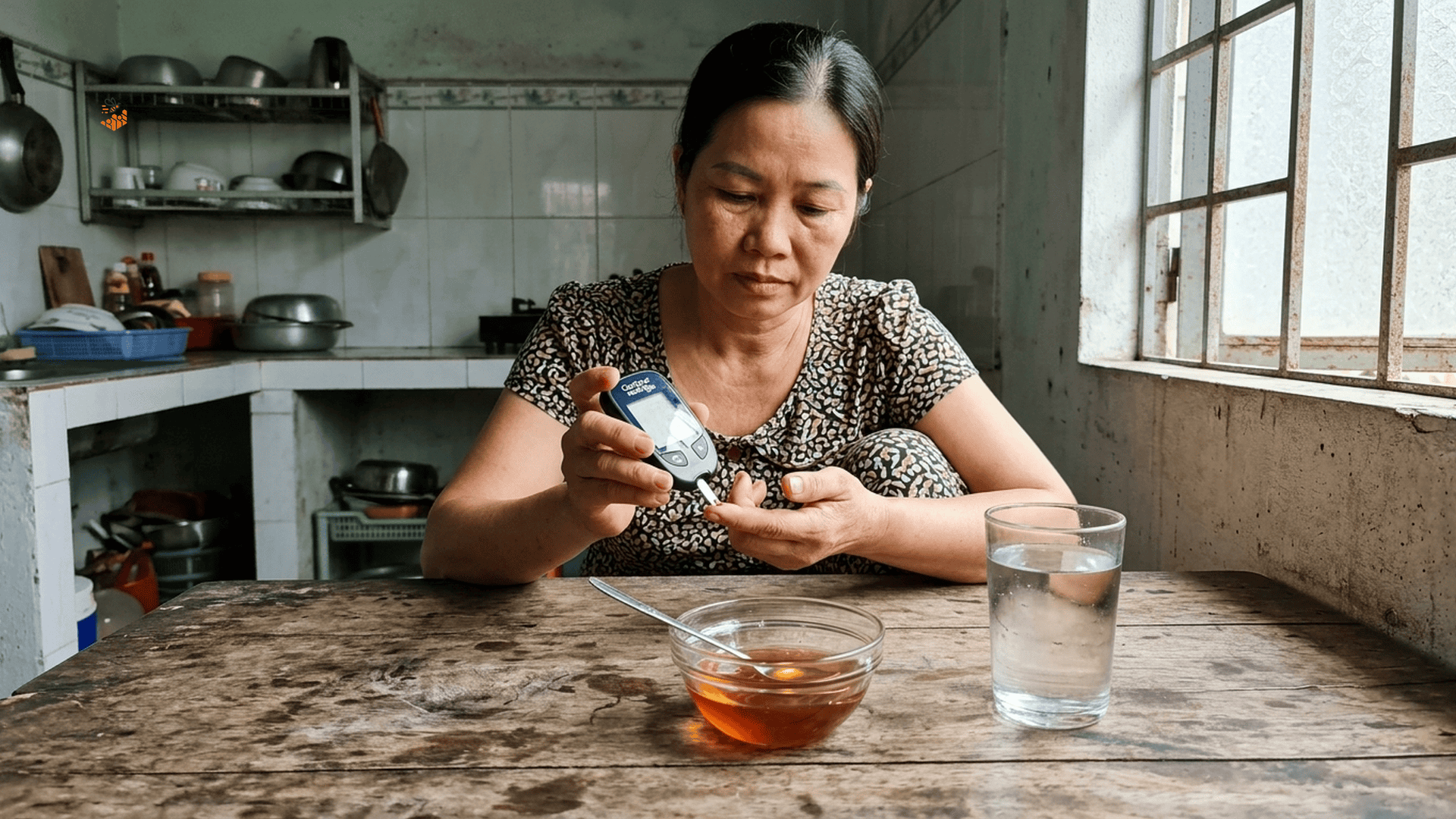 Mật ong dú cho người tiểu đường: dùng sao an toàn? 1 Người tiểu đường kiểm tra đường huyết bên cạnh mật ong dú