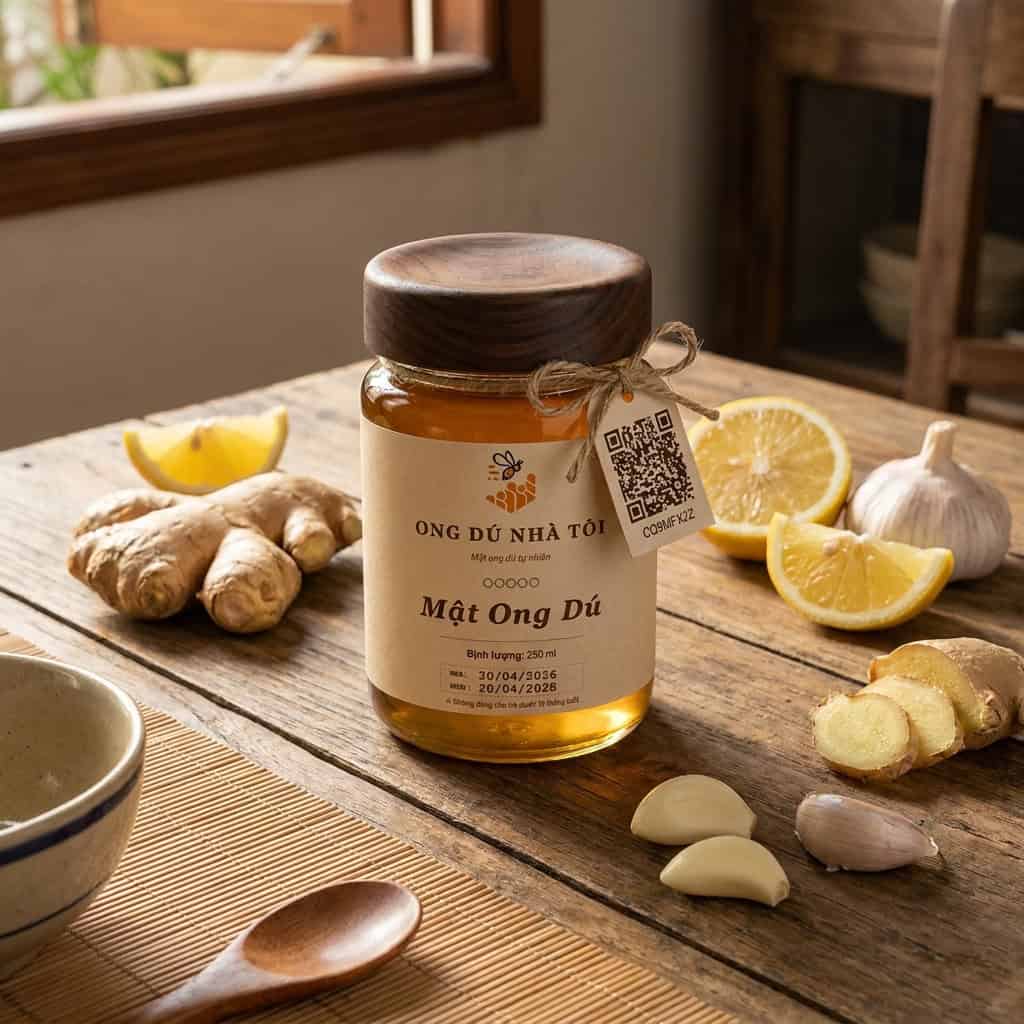 Nguyên liệu kết hợp mật ong dú gừng chanh tỏi trong ẩm thực dân gian